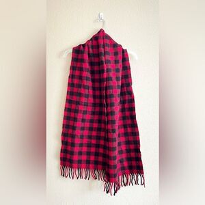 GAP 100% Lambswool Plaid Fringe Scarf
